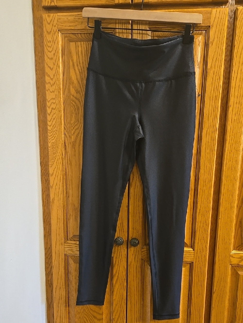 Mono B Small Yoga High Waist Leggings Black Foil Pebble Shimmer Ankle Y2k - Picture 10 of 12